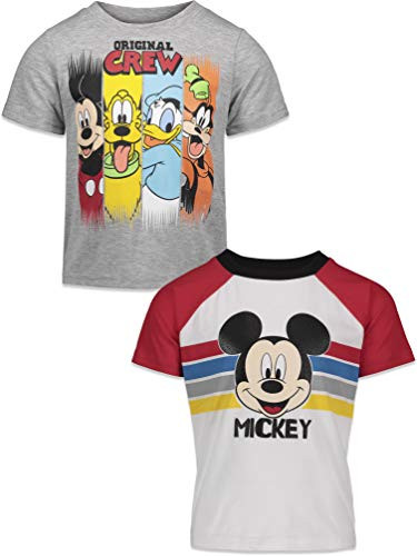 Disney Mickey Mouse Toddler Boys 2 Pack T-Shirts Pluto  Goofy  and Donald Duck 3T White-Grey