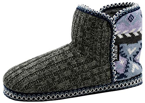 MUK LUKS Womens Leigh Bootie Slippers  Dark Grey Heather  Large M US