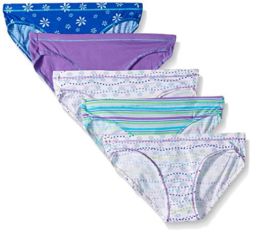 Hanes Ultimate Girls 5-Pack Cotton Stretch Bikini Panties  assorted  8