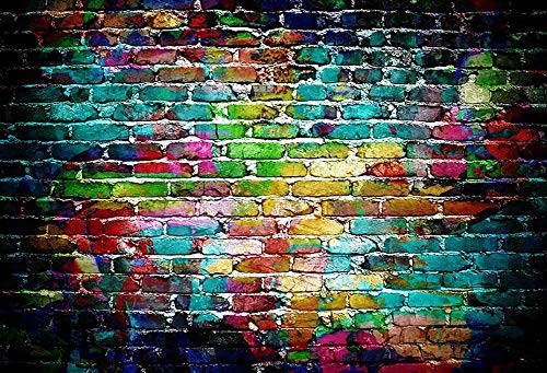 COMOPHOTO 5x3ft Colorful Brick Wall Photography Backdrop for Photo Studio Prop Color Smoke Bombs Portrait Photographic Photo Booth Background Decorati