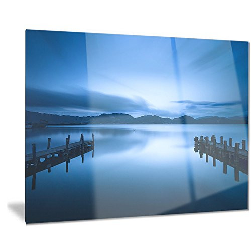 Designart Dark Blue Sea and Piers-Seascape Photo Metal Wall Art-MT8392-40x30 Designart Dark Blue Sea and Piers-Seascape Photo Metal Wall Art-MT8392-40x30