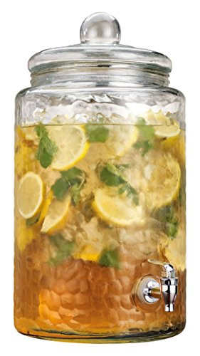 Home Essentials & Beyond  Mason Jar Drink Beverage Dispenser With Easy Flow Spigot Clear For Iced Coffee, Tea, Lemonade, Water For Picnics Parties Bbq  3 Gallon Clear Glass