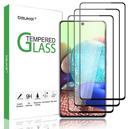 -3 Pack- Beukei Compatible for Samsung Galaxy A71 -5G- and Galaxy A71 5G UW -NOT FIT Galaxy A71 4G Version- Screen Protector Tempered Glass Full Scree
