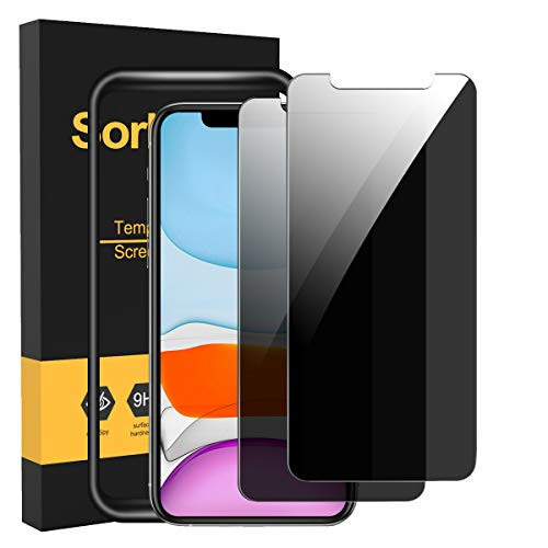 -2 Pack- Sorlnern Privacy Screen Protector for iPhone 11  iPhone XR Privacy Screen Protector  Anti Spy Tempered Glass Film  -with Easy-Installation To
