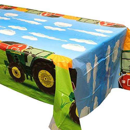 Blue Orchards Tractor Party Tablecovers -2-  Tractor Birthday Party Supplies  Tractor Table Decorations  Tractor Party  Table Setting
