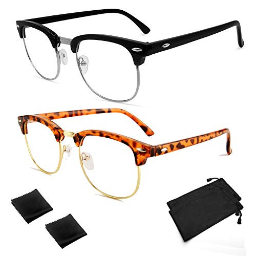 2 Pack Blue Light Blocking Glasses for Men Women Computer Glasses Anti Eye Strain Glasses Anti Glare Computer Gaming Eyeglasses Lightweight Frame Eyeg