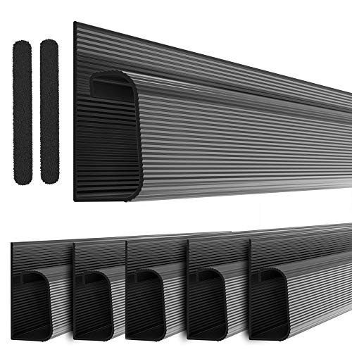 J Channel Cable Raceway Kit - Computer Desk Cable Management System - 6X 16 Black Under Table Cable Management Trays for Office and Home