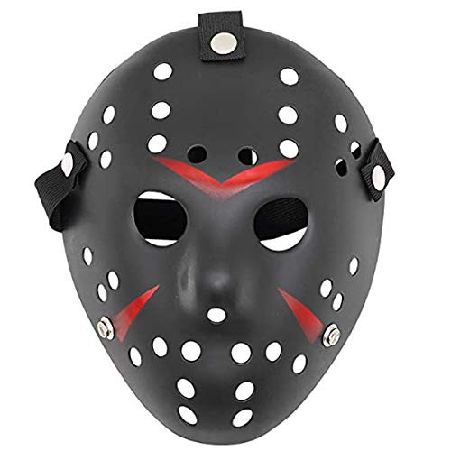 Jason Mask Cosplay Halloween Costume Mask Prop Horror Hockey -BlackandRed-