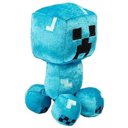 JINX Minecraft Happy Explorer Charged Creeper Plush Stuffed Toy  Blue  7 Tall