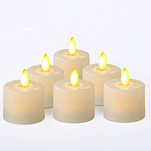 Battery Operated Led Tea Lights Small Fake Votive Candles with Non-Moving Flame Outdoor Flickering Flameless Electric Candle Light for Christmas-6PACK