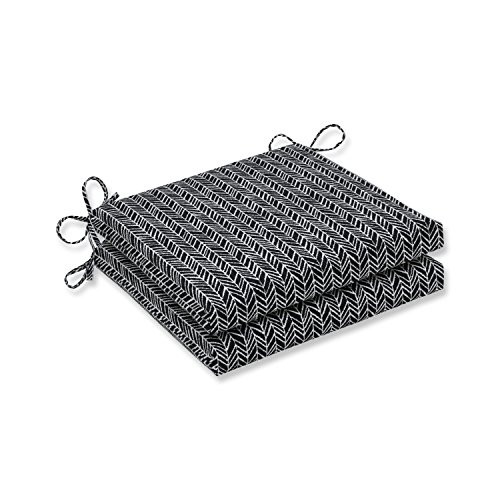 Pillow Perfect Outdoor | Indoor Herringbone Night Squared Corners Seat C 20 in. L X 20 in. W X 3 in. D 2 Piece