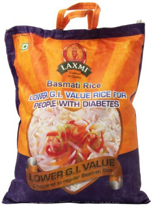 Laxmi Diabetic Friendly Basmati Rice w- Lower G-I- Index Value - 10lb Laxmi Diabetic Friendly Basmati Rice w- Lower G-I- Index Value - 10lb