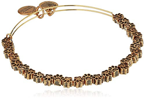 Alex and Ani Womens Passw Print Beaded Bangle Bracelet  Rafaelian Gold
