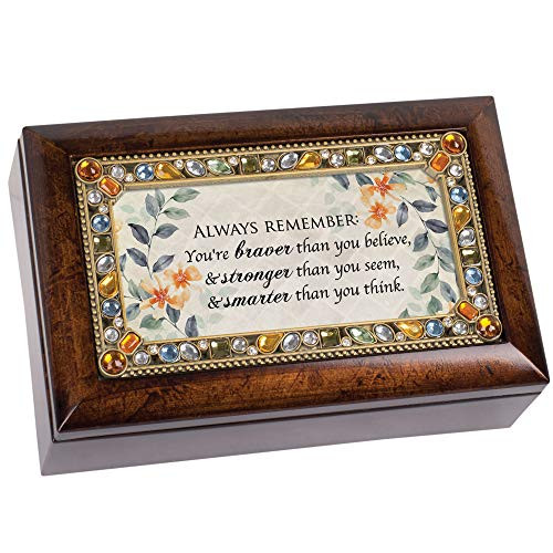 Cottage Garden Remember are Braver Stronger Smarter Earth Tone Jewelry Music Box Plays Wind Beneath My Wings