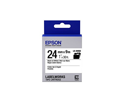Epson LabelWorks Folder Tab LK -Replaces LC- Tape Cartridge ~1 Black on White -LK-6WBD- - for use with LabelWork LW-600P and LW-700 Label Printers
