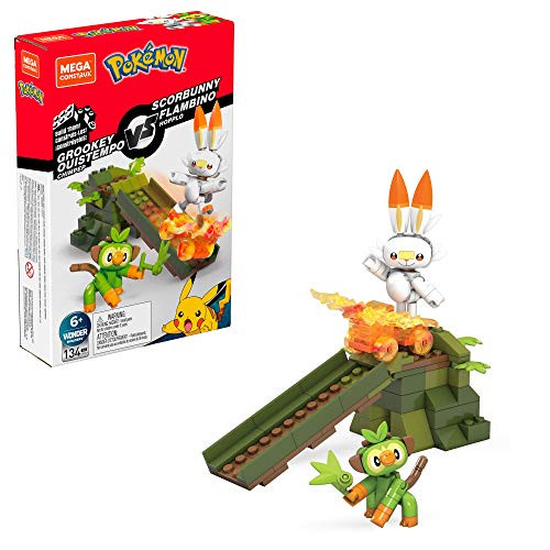 Mega Construx Pokemon Grookey vs- Scorbunny Figure Building Set