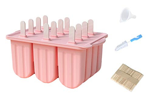 Noviko 12 Cavities Silicone Popsicle Mold  Homemade Ice Cream Mold  Ice Pop Maker with 50 Popsicle Sticks and 50 Popsicle Bags  BPA-free  Dishwasher S