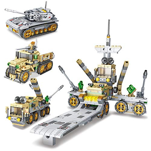 LUYE Military Building Blocks 1041pcs 8 Models Army War Tank DIY STEM Playset Educational Construction Bricks Gift for Boys Teens Kids Gift