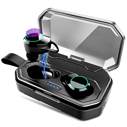 Wireless Earbuds Bluetooth 5-0 TWS Headphones 100H Playtime with Mic Stereo Headset IPX7 Mini in-Ear Earphones Noise Cancelling with 3000mAh Charging