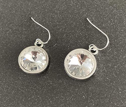 Crystal Faceted Glass Drop on Sterling Silver Earrings