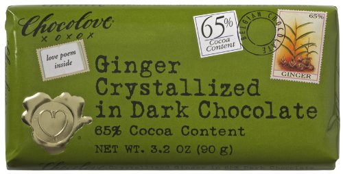 Chocolove Chocolate Bar dark Ginger Crystalized  3-2 oz