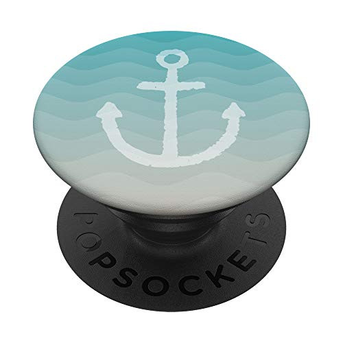 Ocean Boat Anchor on Beach Wave Pattern for Island Lover PopSockets Grip and Stand for Phones and Tablets