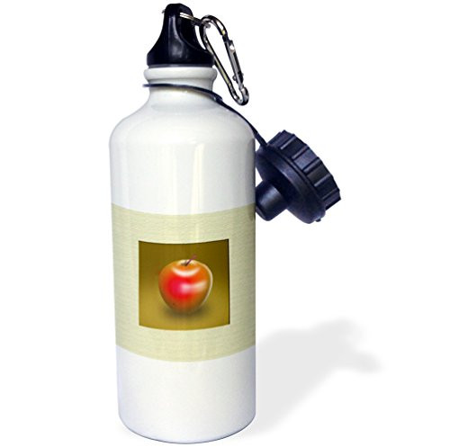 3dRose Red Delicious Apple Digital Graphic Representation of Fruit Sports Water Bottle  21 oz  White