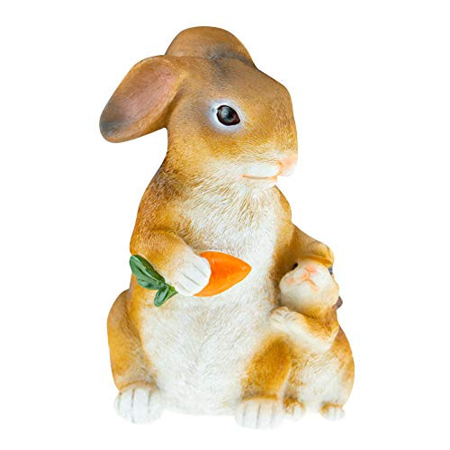 Cute Bunny Rabbit Family Resin Garden Statue Decoration - Outdoor Lawn Yard Polyresin Animal Figurine Sculpture Ornament Décor