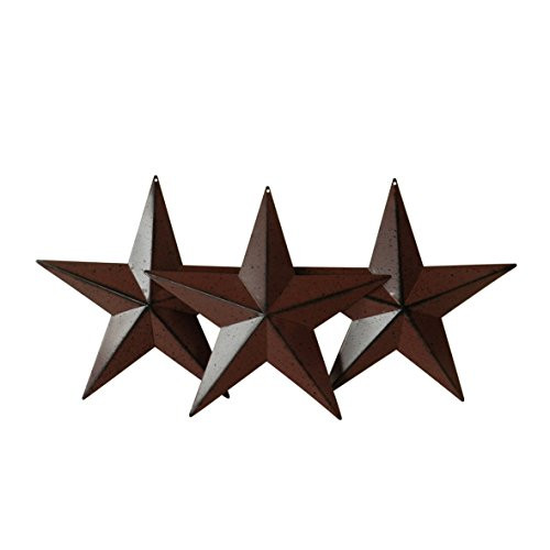 CVHOMEDECO- Country Rustic Antique Vintage Gifts Metal Barn Star Wall-Door Decor 8-Inch Set of 3- -Burgundy- CVHOMEDECO- Country Rustic Antique Vintage Gifts Metal Barn Star Wall-Door Decor 8-Inch Set of 3- -Burgundy-