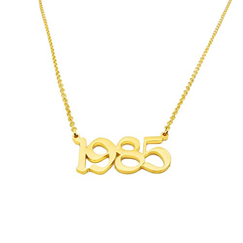 Stainless Steel Birth Year Necklace Gold Birthday Necklace Number Necklace Jewelry for Women Teen Girls Birthday Gifts -1985-