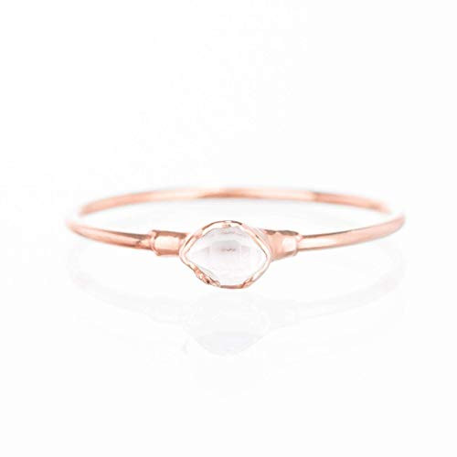 Tiny Raw Herkimer Diamond Ring Rose Gold Size 5 Dainty Boho Style Jewelry Tiny Raw Herkimer Diamond Ring Rose Gold Size 5 Dainty Boho Style Jewelry