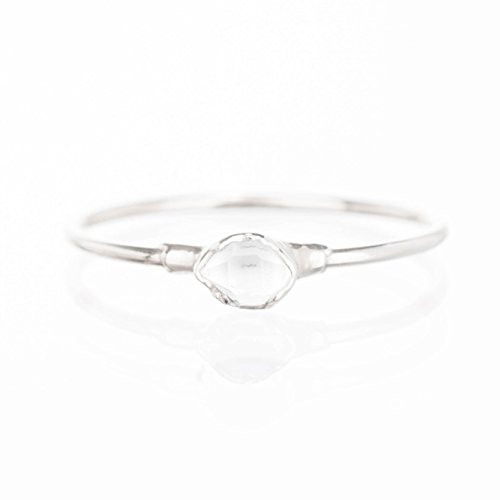 Tiny Raw Herkimer Diamond Ring Sterling Silver Size 8 Dainty Boho Style Jewelry Tiny Raw Herkimer Diamond Ring Sterling Silver Size 8 Dainty Boho Style Jewelry