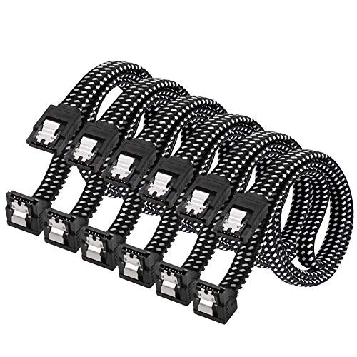 SATA III Cable DanYee Nylon Braided SATA Cable III 6Gbps Straight HDD SDD Data Cable with Locking Latch 18 Inch Compatible for SATA HDD  SSD  CD Drive