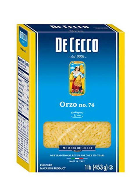 De Cecco Semolina Pasta Orzo No-74 1 lb De Cecco Semolina Pasta Orzo No-74 1 lb