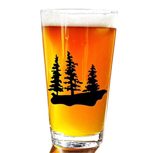 Three Trees Rustic Beer Pint Glass - Novelty Beer Pint Glass - Large 16 oz Beer Glasses Perfect Present Gift For Men Or Women Large Beer Pints Glasses