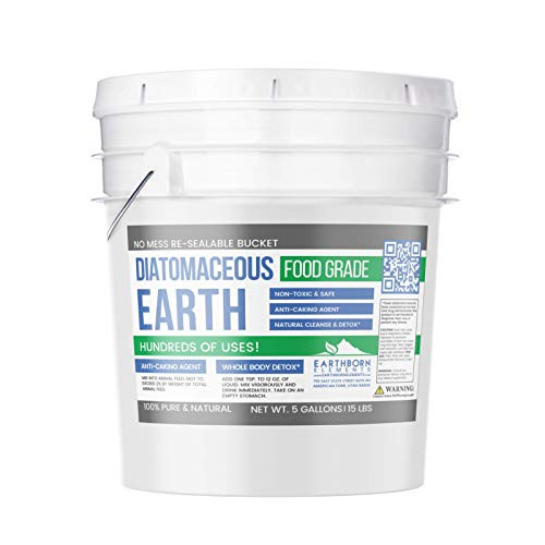 Diatomaceous Earth (5 Gallon (15 Lbs.)) by Earthborn Elements, Resealable Bucket, Highest Quality, FCC Food Grade, 100% Pure Freshwater Amorphous Silica