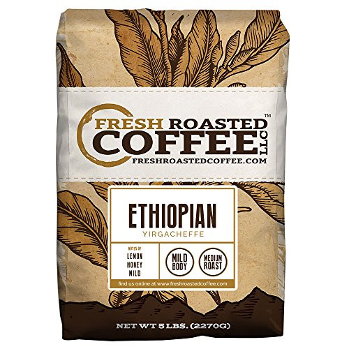 Ethiopian Yirgacheffe Coffee, Whole Bean Bag, Fresh Roasted Coffee LLC. (5 LB.) Ethiopian Yirgacheffe Coffee, Whole Bean Bag, Fresh Roasted Coffee LLC. (5 LB.)