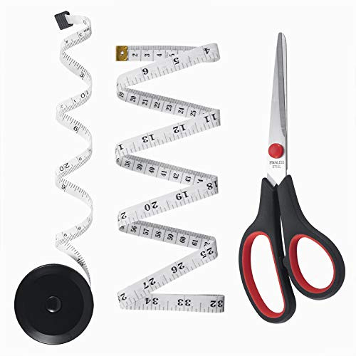 Tape Measure Soft Measuring Tape Scissors Set Black Retractable Tape Measure for Body Fabric Sewing 60inch Tape Measure Dual Sided -Scissors and Measure