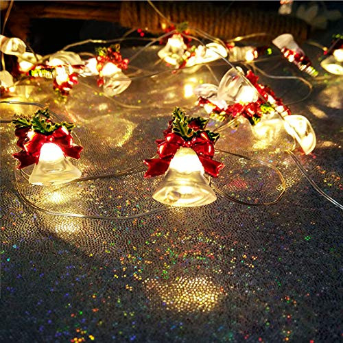 Battery Operated Christmas Lights 13ft 40 LED Jingle Bell Ornaments Christmas Decorations String Lights New Year Lights for Christmas  Holiday  Party