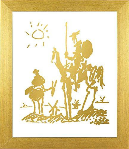 buyartforless IF KS7895X 11x14 1.25 GOLDEN frame Professionally Framed Pablo Picasso Don Quixote In Chic Gold 11X14 Imitation Art Print Poster In Golden Frame