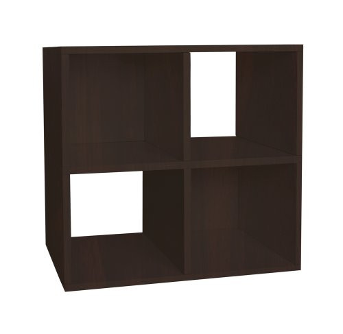 Way Basics Eco 4 Cubby Bookcase, Stackable Organizer and Storage Shelf, Espresso Wood Grain (Tool-Free Assembly and Uniquely Crafted from Sustainable Non Toxic zBoard paperboard)