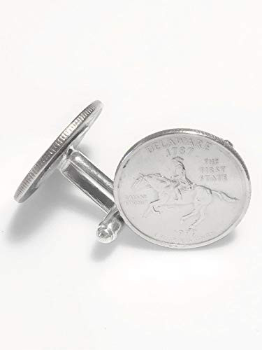 Delaware Cufflinks  Delaware Quarter Coin Cuff Links  Delaware gift for men