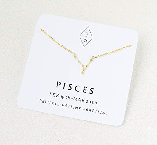 Pisces Necklace Zodiac Constellation Horoscope Necklace Astrology Gifts for Women Gold-Plated 16 Pisces Necklace Zodiac Constellation Horoscope Necklace Astrology Gifts for Women Gold-Plated 16