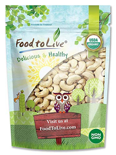 Organic Cashews  2 Pounds - Whole  Size W-240  Unsalted  Non-GMO  Kosher  Raw  Vegan  Bulk