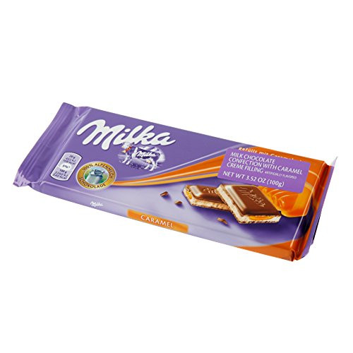 Milka Milk Chocolate Confection with Caramel Creme Filling 100g -Pack of 5-