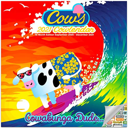 Cow Puns Calendar 2021 Bundle - Deluxe 2021 Cows Wall Calendar with Over 100 Calendar Stickers -Pun Filled Gifts  Office Supplies-
