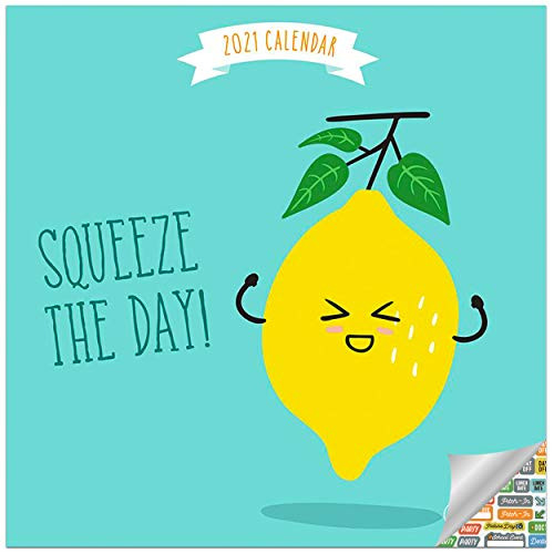 Food Puns Calendar 2021 Bundle - Deluxe 2021 Food Puns Mini Calendar with Over 100 Calendar Stickers