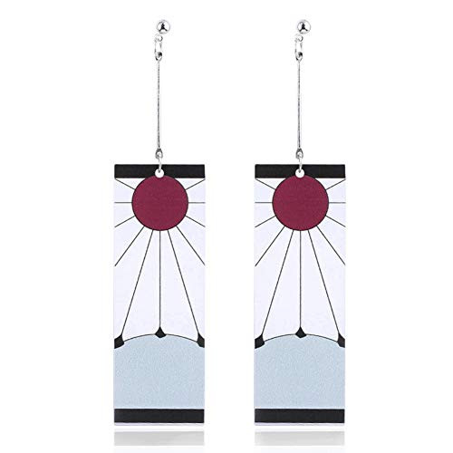 Demon Slayer Tanjiro Earrings Tanjirou Anime Cosplay Earrings Dangle Earrings Halloween Accessories -white-tanjiro-