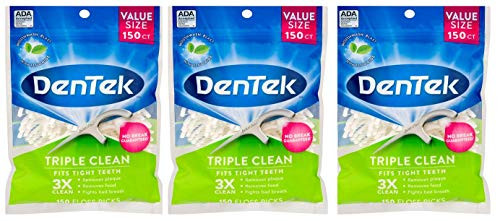DenTek Triple Clean Floss Picks No Break Guarantee 150 Count 3 Pack DenTek Triple Clean Floss Picks No Break Guarantee 150 Count 3 Pack