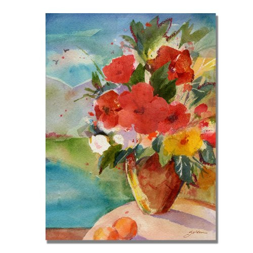 Trademark Fine Art Scenic Bouquet by Sheila Gold Ornate Frameen, 16x24 inches Canvas Wall Art